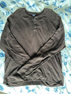 Men's Tailor Vintage Cotton Cashmere Brown Long Sleeve Henley Size XL NWOT